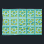 Toallas de cocina retro turquesa y verde de barril<br><div class="desc">Las toallas de cocina con estampado Retro Turquesa y Green Trellis le dan un toque de modernidad a mediados de siglo. Se inspiró en bloques de brisa de hormigón vintage. La arquitectura de la década de 1950, que ha sido deconstruida, le dará un toque de diseño instantáneo a la vida...</div>