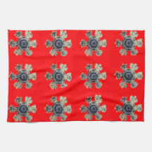 Toallas de cocina rojas con copas de nieve