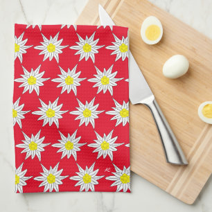Toallas de cocina rojas con estampado de Edelweiss