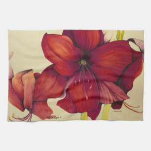 Toallas de cocina rojas del Amaryllis del navidad