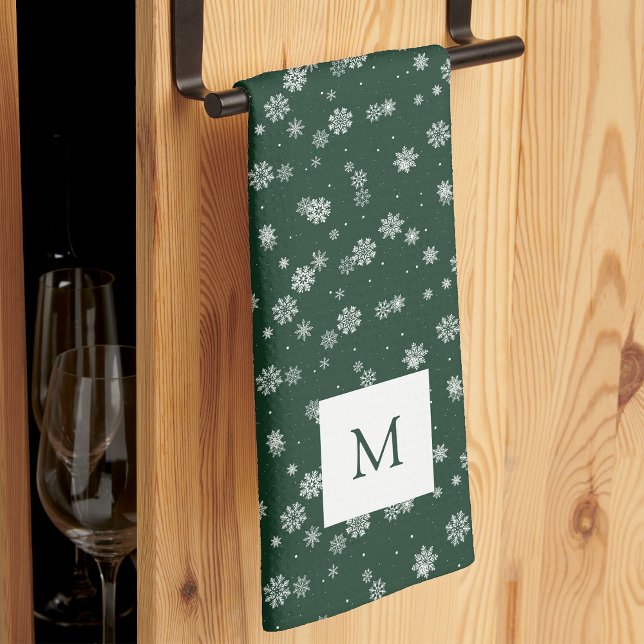 Toallas de cocina verde monogramadas (Monogrammed Green Kitchen Towels
)