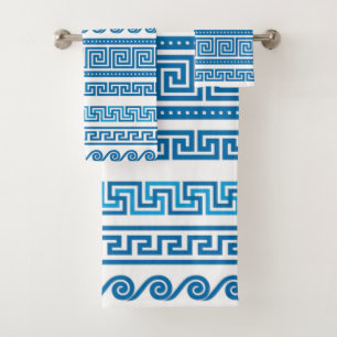 Toallas de invitados Blue Greek Key