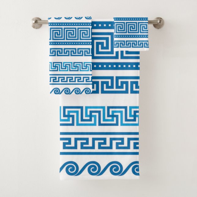 Toallas de invitados Blue Greek Key (In situ)