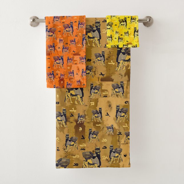 Toallas de mano Assiria Lamassu y Alphabet (In situ)