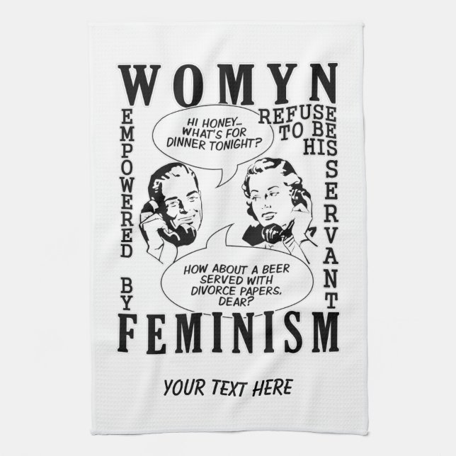 Toallas de mano feministas retras del humor (Vertical)