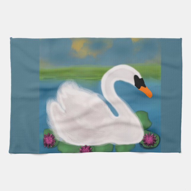 Toallas de mano Pintura Cisne Blanco (Horizontal)