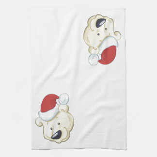 Toallas de plato blanco para el invierno del oso p