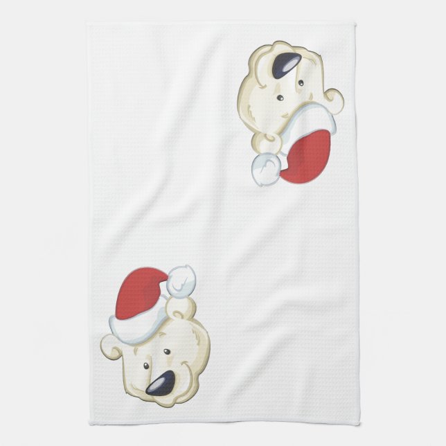 Toallas de plato blanco para el invierno del oso p (Vertical)