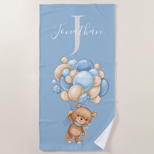 Toallas de Playa Adorables Teddy Bear Azul (Anverso)