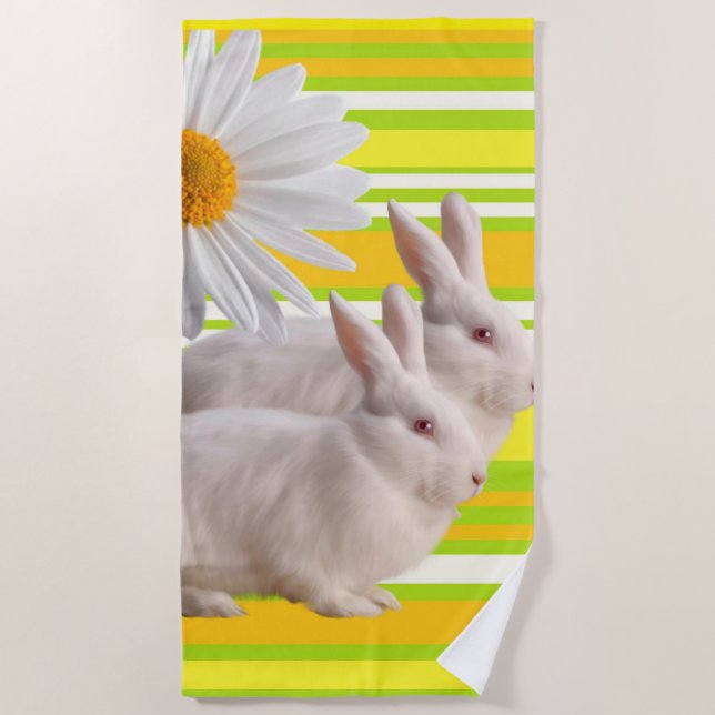 Toallas de playa Daisy blanco (Anverso)