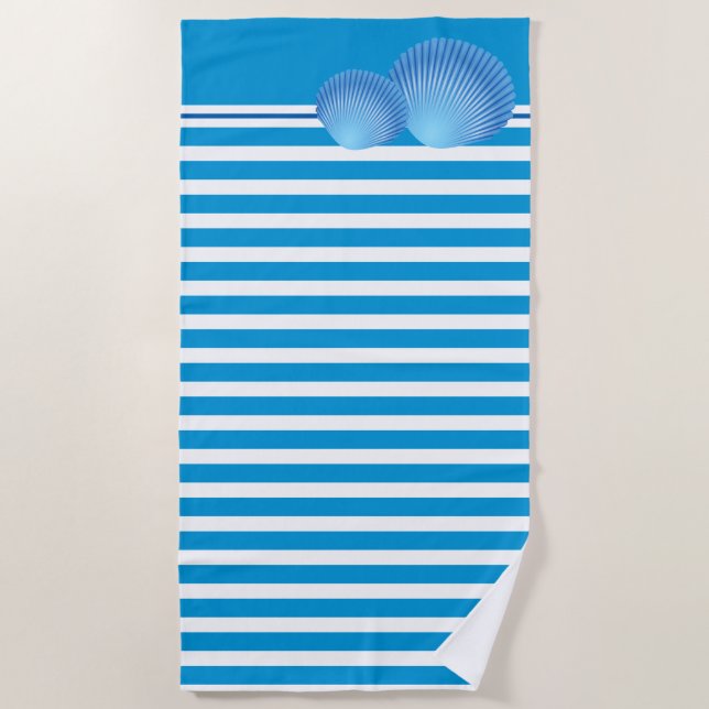Toallas de playa, franjas y conchas (Anverso)