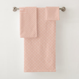 Toallas de Tartán Coral Pastel Chic Estética Baño