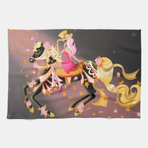 Toallas de té de caballo y dama de cráneo de azúca