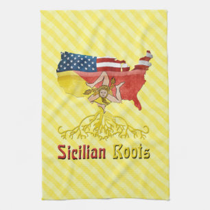 Toallas de té de raíces sicilianas americanas