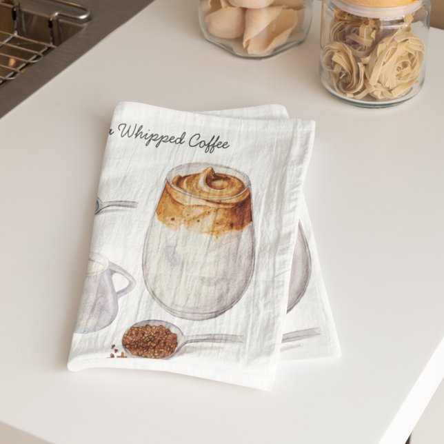 Toallas de té de receta de café Dalgona acuarela (Subido por el creador)