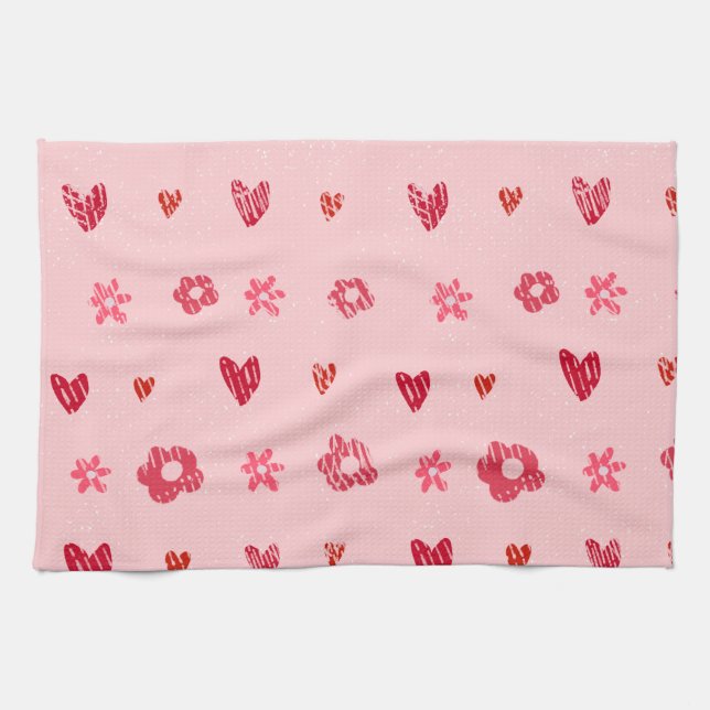 Toallas de té "FLORES Y FIESTA DE AMOR (Horizontal)