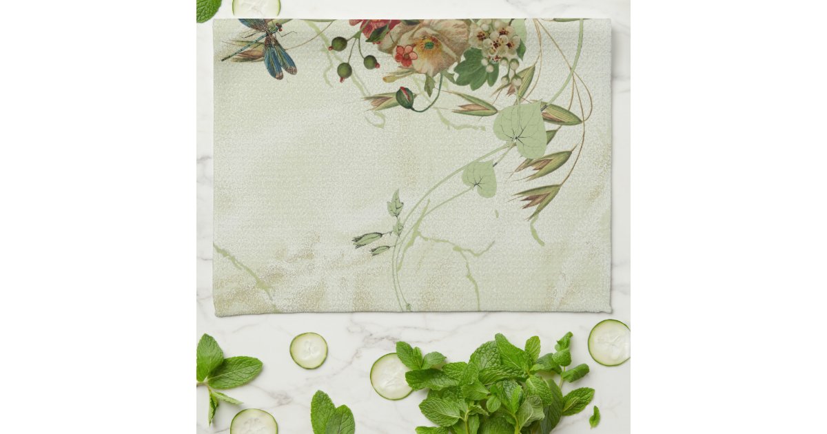 Toallas florales de la decoración de la cocina del | Zazzle.es