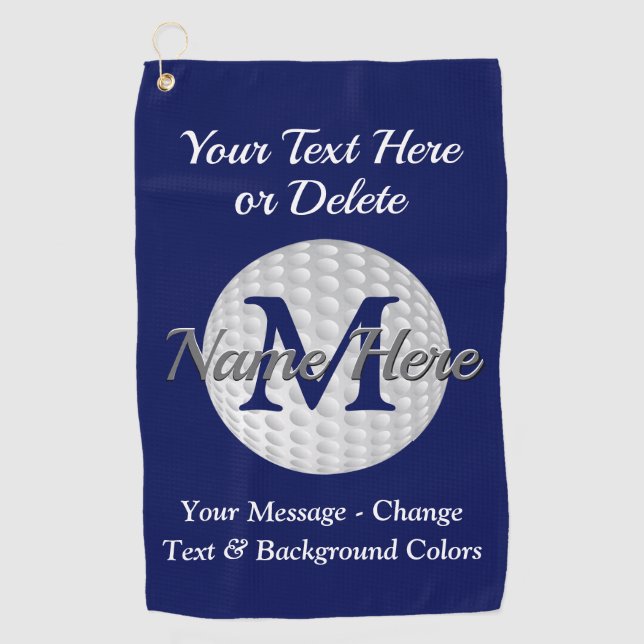 Toallas personalizadas y cones monograma del golf (Anverso)