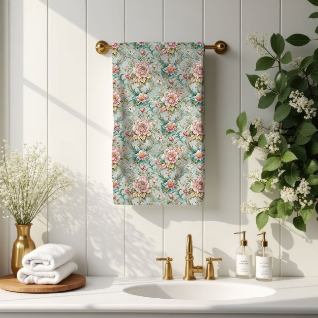 Toallas Rococó Pastel Flores Suaves para el Baño (Rococo Pastel Towels Soft Flowers for the Bath)