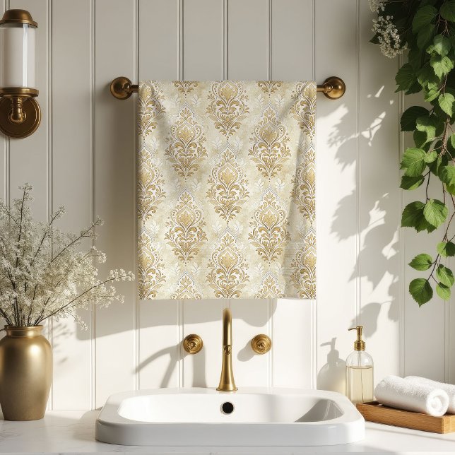 Toallas Románticas de Crema Victorianas con Toque  (Romantic Cream Towels Victorian Damask Touch)