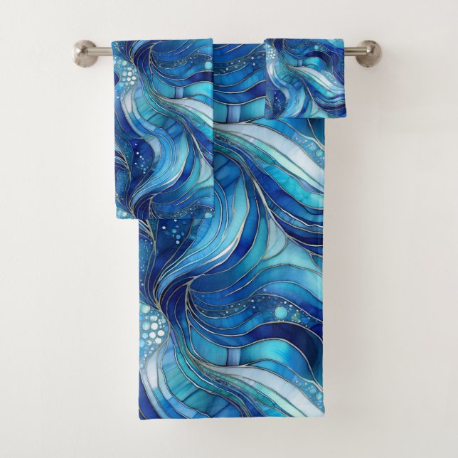 Toallas verde azuladas, turquesas y azules (In situ)