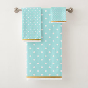 TOALLO DEL CUARTO DE BAÑO AQUA BLUE BLANCO DE ORO