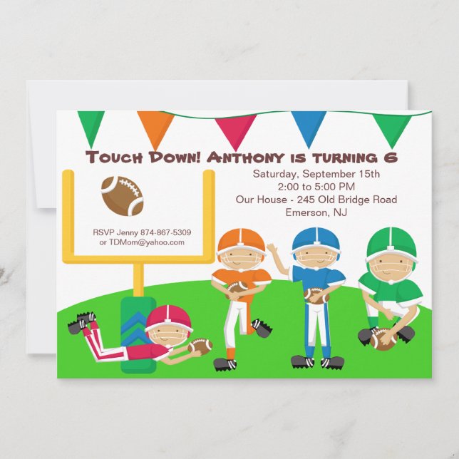 ¡Toca abajo! Invitación de cumpleaños del equipo d (Anverso)