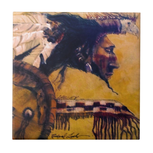 Tocado del pájaro y baldosa cerámica del escudo (Frente)