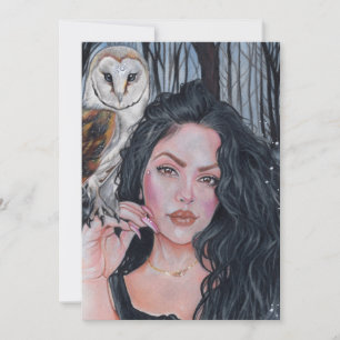 Tocado por tarjeta de agradecimiento de búho chica