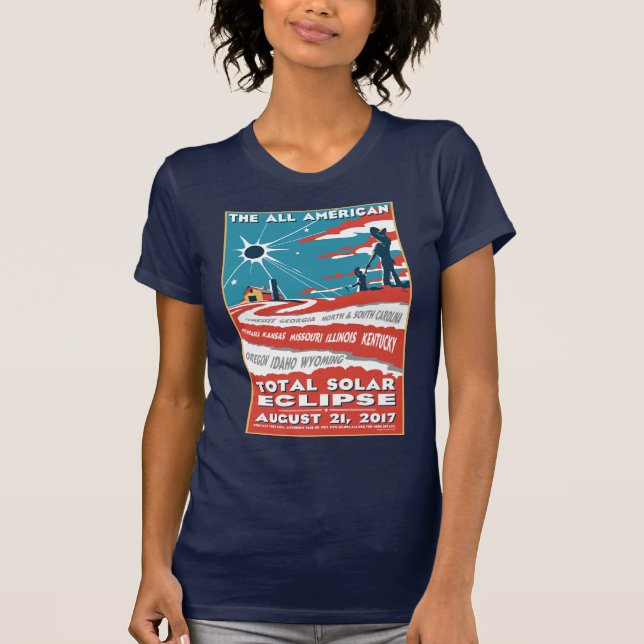 Toda la camiseta total americana del eclipse solar (Anverso)