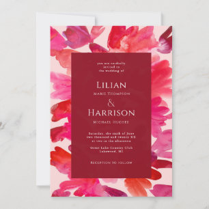Toda la invitación del Boda rojo rosa color de agu
