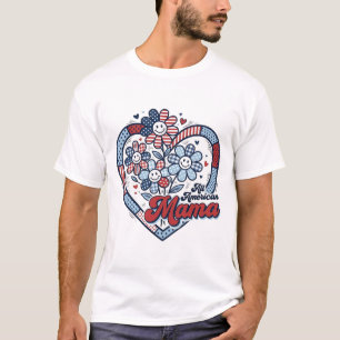 Toda Mamá Americana Diseño de Camiseta de Flor Pat