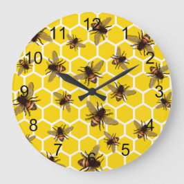 Todas las abejas con reloj de pared de Honeycomb