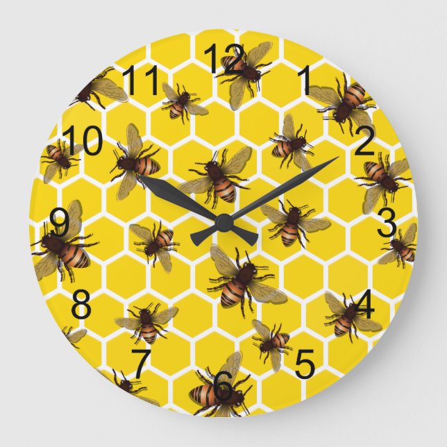 Todas las abejas con reloj de pared de Honeycomb (Anverso)