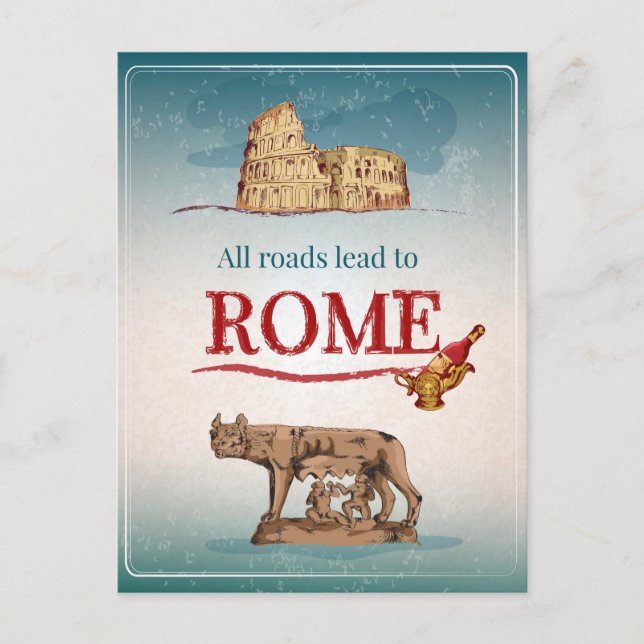 Todas las carreteras conducen a la postal de Roma (Anverso)