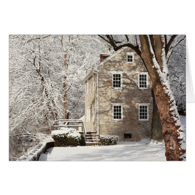 Todavía casa con los árboles nevosos (Anverso (Horizontal))