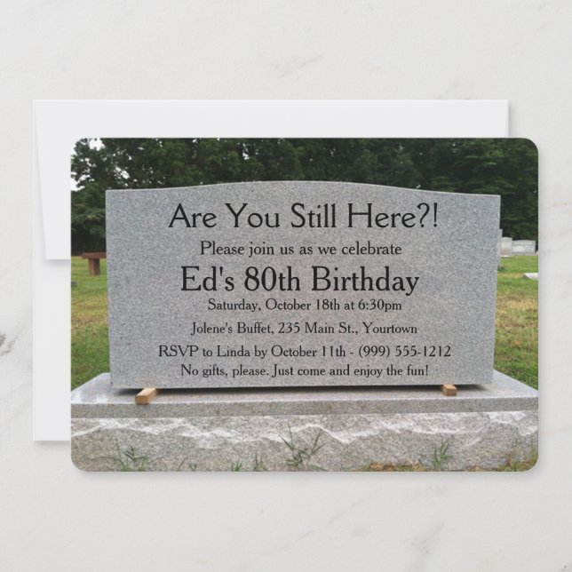 ¿Todavía Estás Aquí?  Invitación de cumpleaños (Anverso)