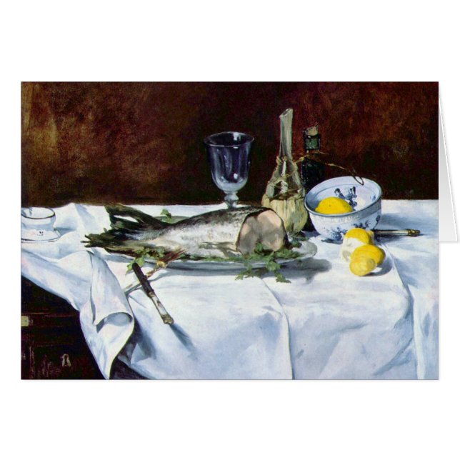 Todavía vida con los salmones de Eduardo Manet (Anverso (Horizontal))