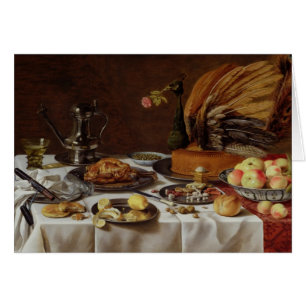 Todavía vida con una empanada del pavo real, 1627
