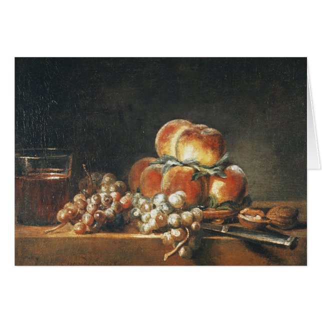 Todavía vida de los melocotones, nueces, uvas (Anverso (Horizontal))