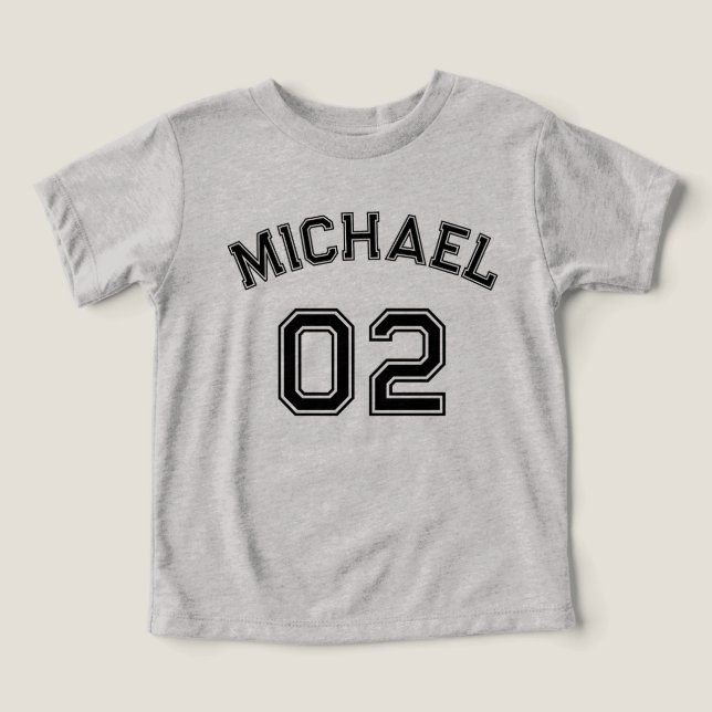 Toddler Boy Black Name Jersey Number Sports Cotton (Diseño delantero )