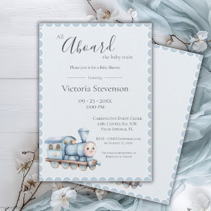 Todo a bordo del Baby Train Blue Baby Shower