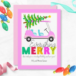 Todo Árbol de Navidad de Carro de Golf Rosa Merry