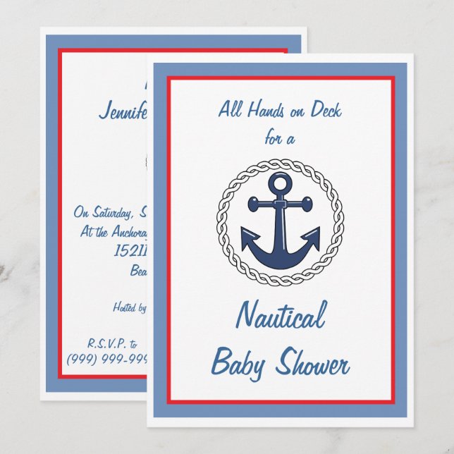 Todo da las invitaciones náuticas de Baby Shower (Anverso / Reverso)