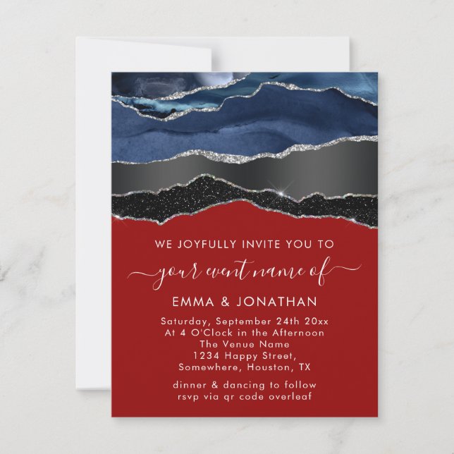 Todo En Un Código QR Negro Plata Marina Azul Rojo (Anverso)