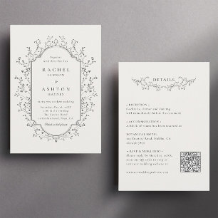 Todo en una elegante invitación de boda botánica