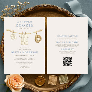 Todo en una sola tarjeta de baby shower de béisbol