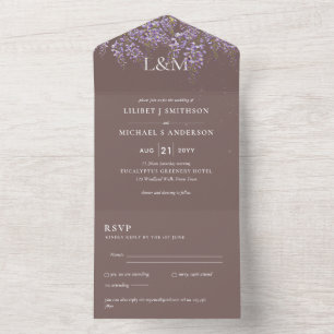 Todo En Uno 3 in1 Wisteria Taupe Invitación a la Boda Floral R