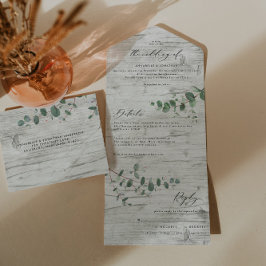 Todo En Uno Boda Eucalyptus invitación botánica moderna + rsvp