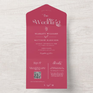 Todo En Uno Boda Magenta De Una Sola Invitación